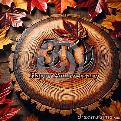 Rustic 30th Anniversary Celebration Wooden Plaque Stock Photo