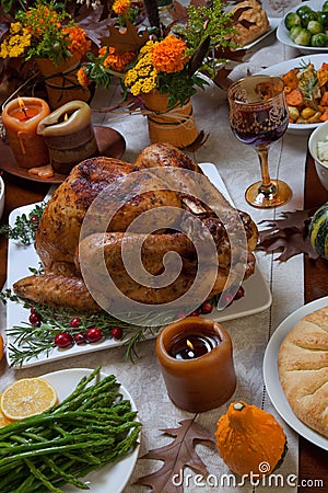 Rustic Thankgiving Dinner Stock Photo