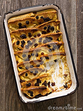 Rustic traditional british bread and butter pudding Stock Photo