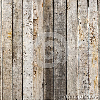 Rustic weathered barn wood background with knots and nail holes Stock Photo