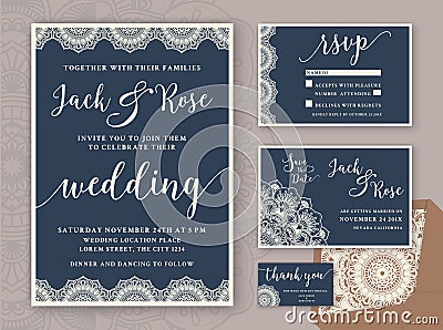 Rustic Wedding Invitation Design Template Vector Illustration