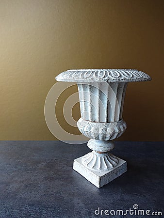 Rustic White Cast Iron Urn Vase Stock Photo