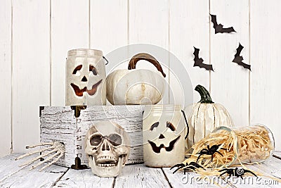 Rustic white Halloween decor Stock Photo