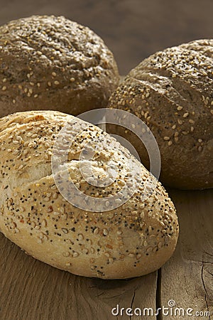 Rustic wholegrain loaves Stock Photo