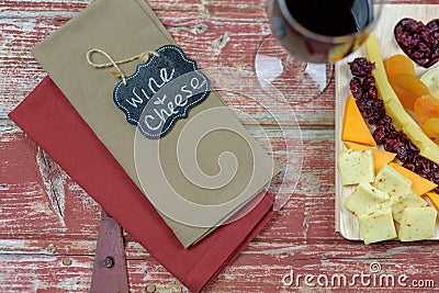 Rustic wine and cheese Stock Photo