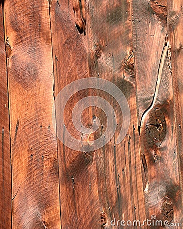 Rustic wood cabin siding of settlers cabin in mining camp in Idaho mountains. Rustic wood grain design Stock Photo