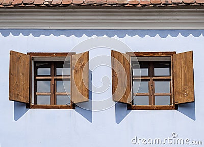 Rustic wood windows Stock Photo