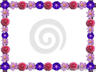 Rustic wooden frame with autumnal flowers Stock Photo