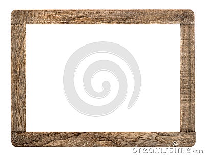 Rustic wooden frame isolated on white Stock Photo