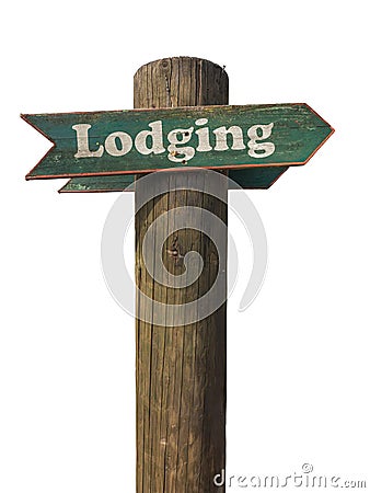 Rustic Wooden Lodging Sign Stock Photo