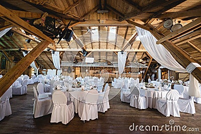 Rustical banquet hall Stock Photo