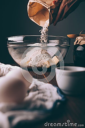 Rustical composition of preparation of dough Stock Photo