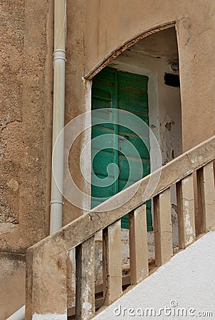 Rustical Vintage Green Door Stock Photo