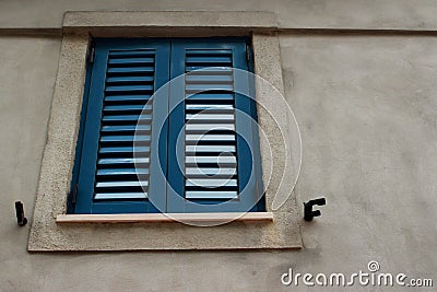 Rustical Vintage Marine Blue Window Stock Photo