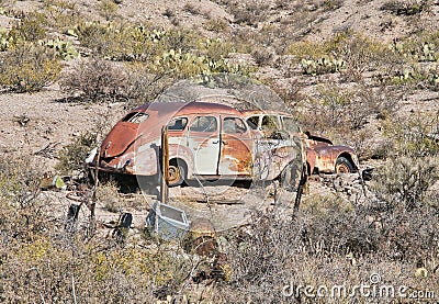 Rusting Cars near Monticello, New Mexico Stock Photo