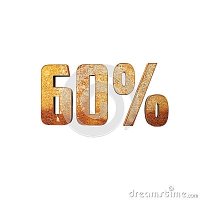 60% Rusting Metallic 3D Text Stock Photo