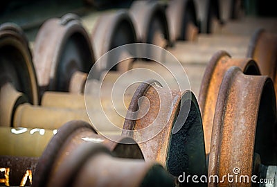 Rusting train axles Stock Photo