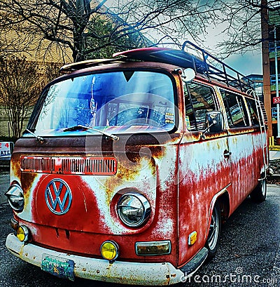 Rustic bus on a beautiful fall day Editorial Stock Photo