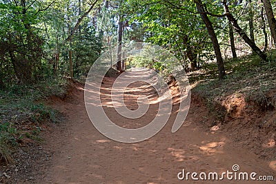 Rustrel ocre ocher rocks pathway access in luberon France Stock Photo