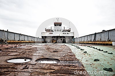 Rusty abandoned ship Stock Photo