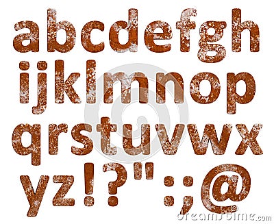 Rust English alphabet set isolated Stock Photo