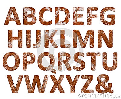 Rust English alphabet set isolated Stock Photo