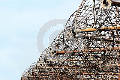 Rusty antennas of an old abandoned radio telescope Stock Photo