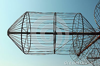 Rusty antennas of an old abandoned radio telescope Stock Photo