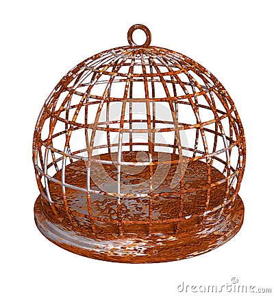 Rust birdcage rustic round prison Stock Photo