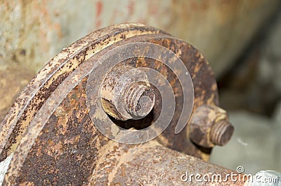 Rusty bolt with nut Stock Photo