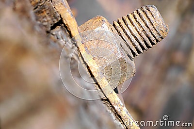 Rusty bolt with nut. Stock Photo