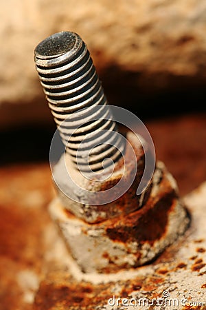 Rusty bolt of old construction Stock Photo