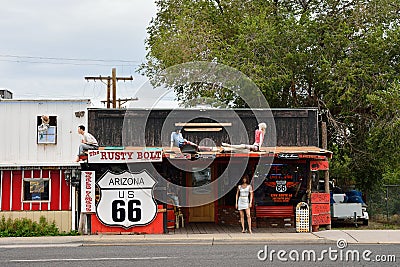 Rusty Bolt roadside souvenir shop in Seligman, Arizona. Editorial Stock Photo