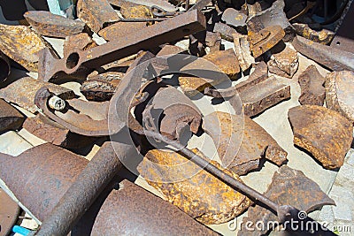 Rusty broken iron. Big iron is broken Stock Photo