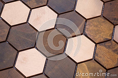 Rusty Bronze And Brushed Copper Hexagon Tiles Stock Photo