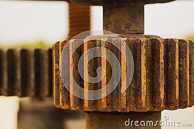 The rusty texture on gear surface Stock Photo