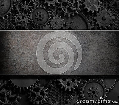 Rusty cogs and gears steam punk 3d illustration background Stock Photo