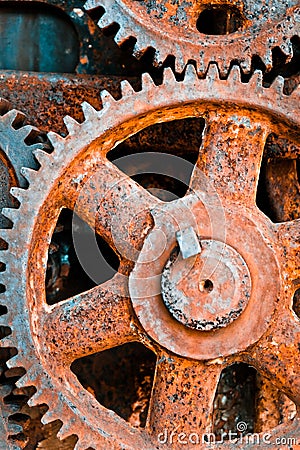 Rusty cogwheels background Stock Photo