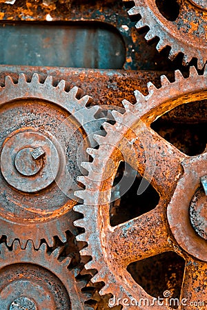 Rusty cogwheels background Stock Photo