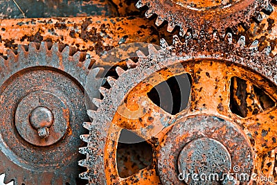 Rusty cogwheels background Stock Photo