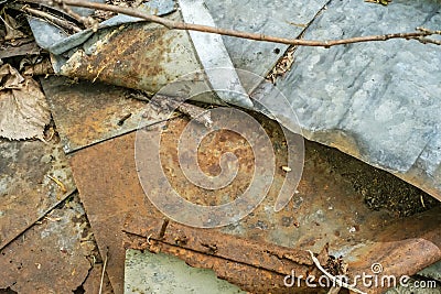 Rusty corrugated galvanized steel Stock Photo