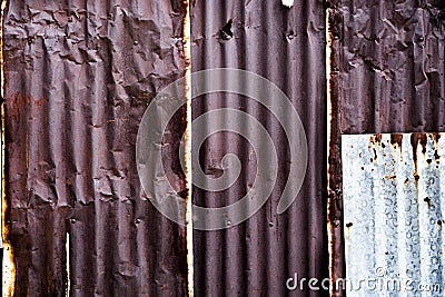 Rusty on corrugated iron, galvanize iron texture, surface corrugated Stock Photo