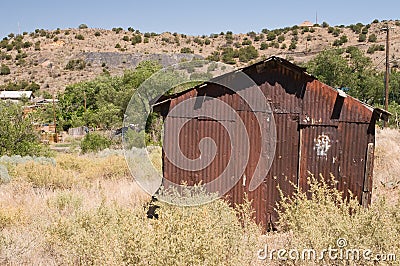 Rusty desert mining shack Stock Photo