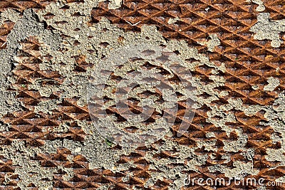 Rusty eroded vintage old diamond plate deep texture metal Stock Photo