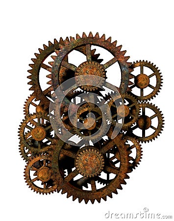 Rusty Gears Isolated Stock Photo