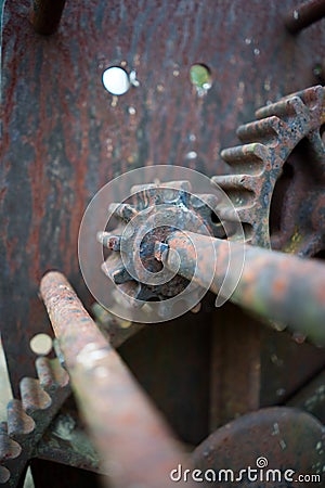 Rusty Gears Portrait Closeup Stock Photo