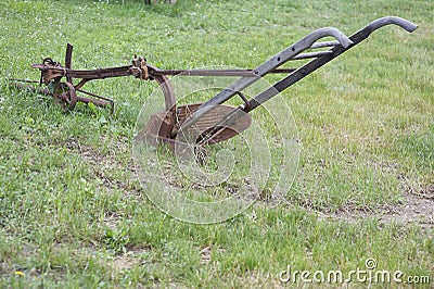 Rusty horse plow Stock Photo