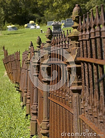 Rusty Iron Cemetary Fence Stock Photo