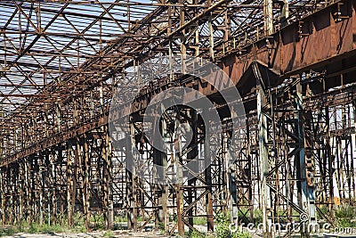 Rusty iron skeleton factory Stock Photo