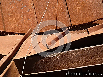 Rusty iron structures with steel wire Stock Photo